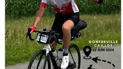 Départ du défi jumelage le 21 juin 2024 rdv à 7h Anthony Voldoire part en vélo de Saint Donat  pour rejoindre Gonfreville Caillot