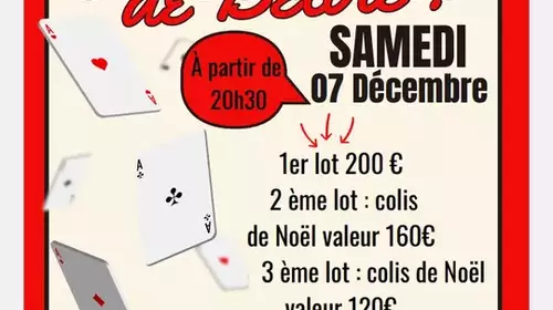 Concours de belote le 7 décembre à 20h30 Saint Donat salle polyvalente