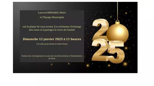 Voeux 2025 invitation pour le dimanche 12 décembre à 11h